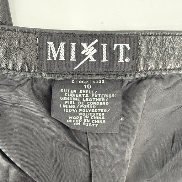 Mixit Genuine Leather Pants High Rise Waist Black Lined Womens Plus Size 16 Club - Picture 7 of 9